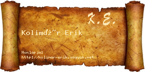 Kolimár Erik névjegykártya